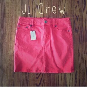J. Crew coral denim skirt